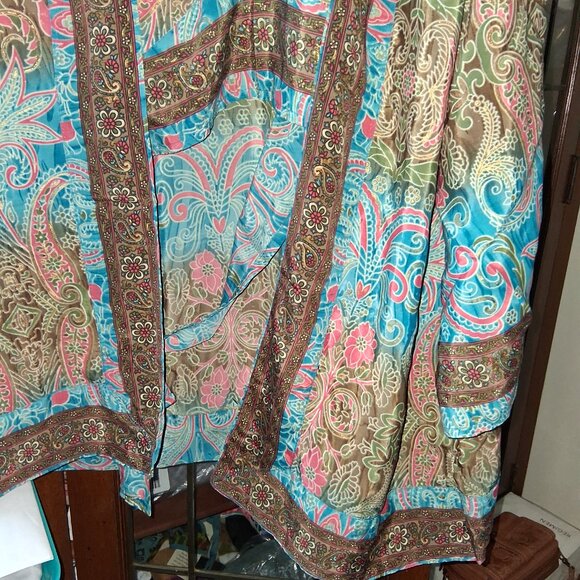 Wevez 100% Silk Print Bohemian Halter Top & Kimono one size NWT - Picture 2 of 4